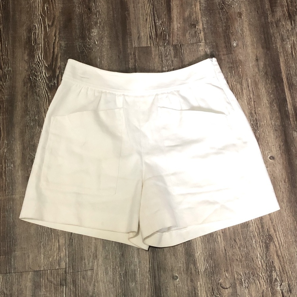Missoni Shorts Women's 42 White Flax Blend High Rise Slash Front Pockets Spring